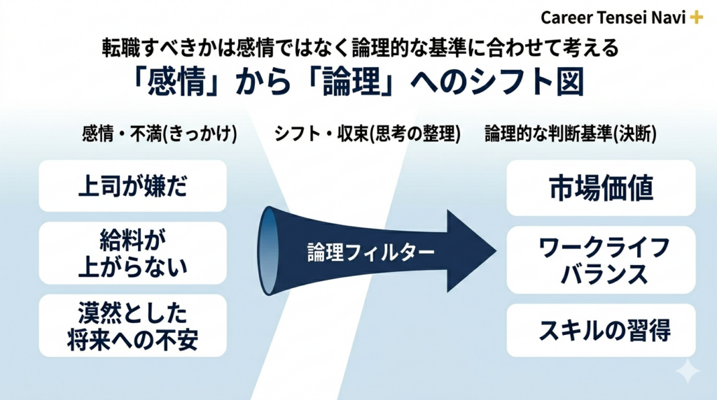 感情から論理へのシフト図