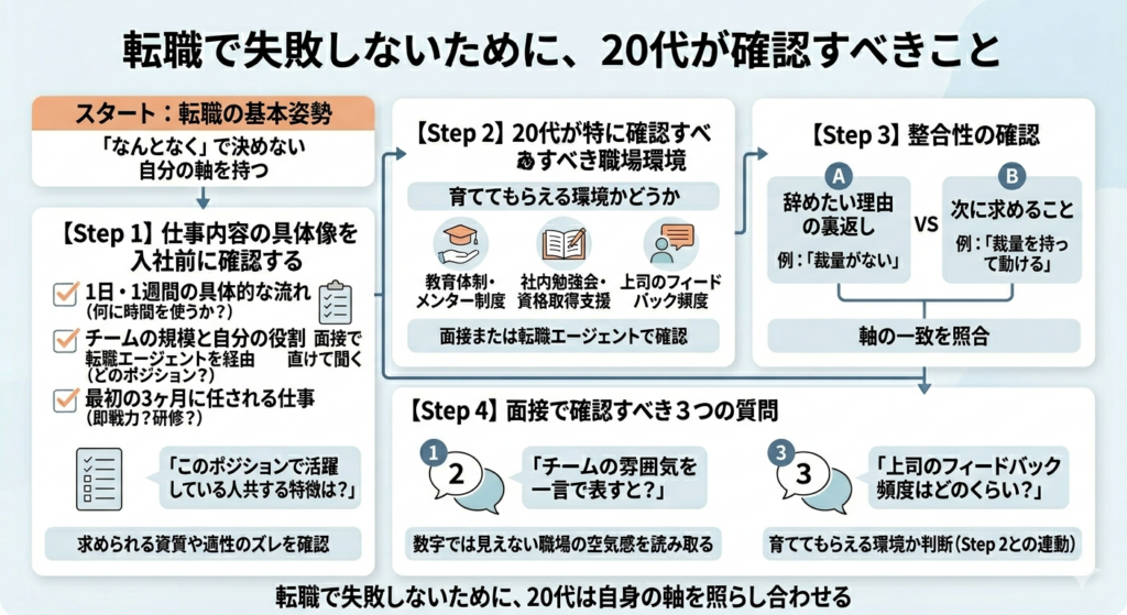 転職で失敗しないために、20代が確認すべきこと