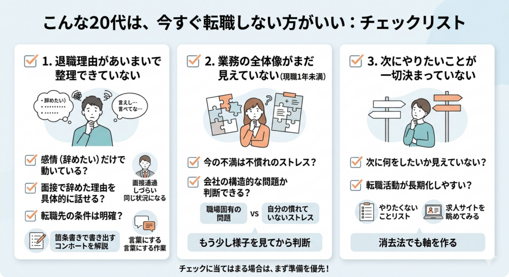 こんな20代は、今すぐ転職しない方がいいチェックリスト